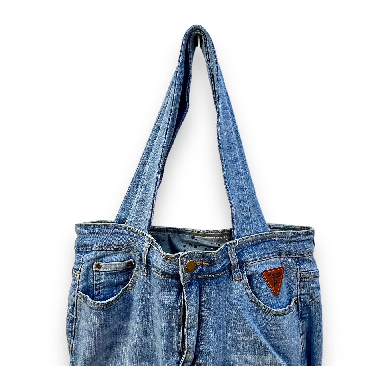 Yellow Denim and Crochet Tote Bag