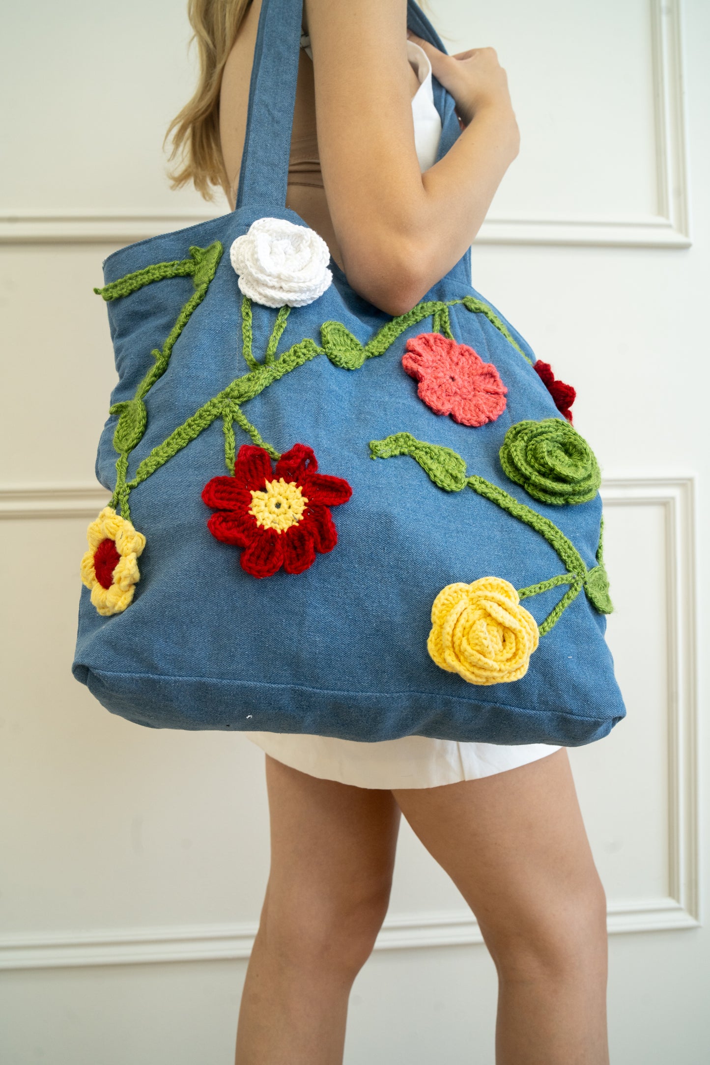 Denim Flower Tote