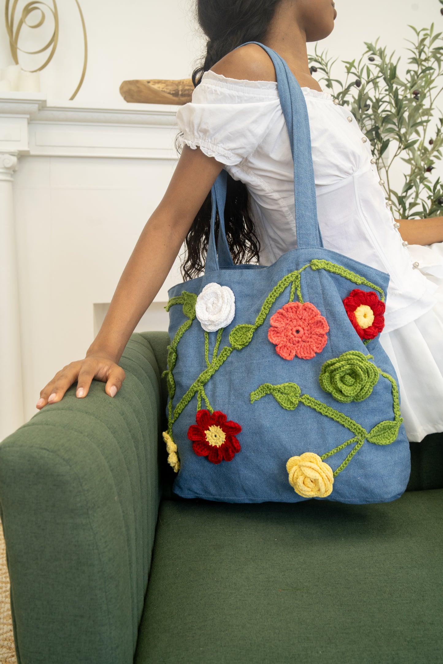 Denim Flower Tote
