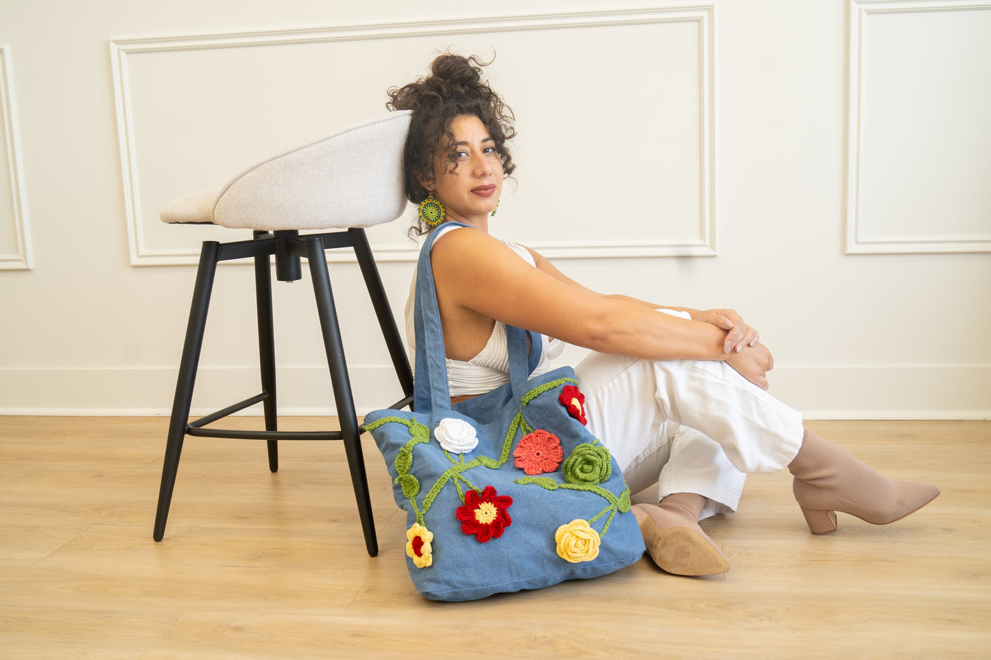 Denim Flower Tote