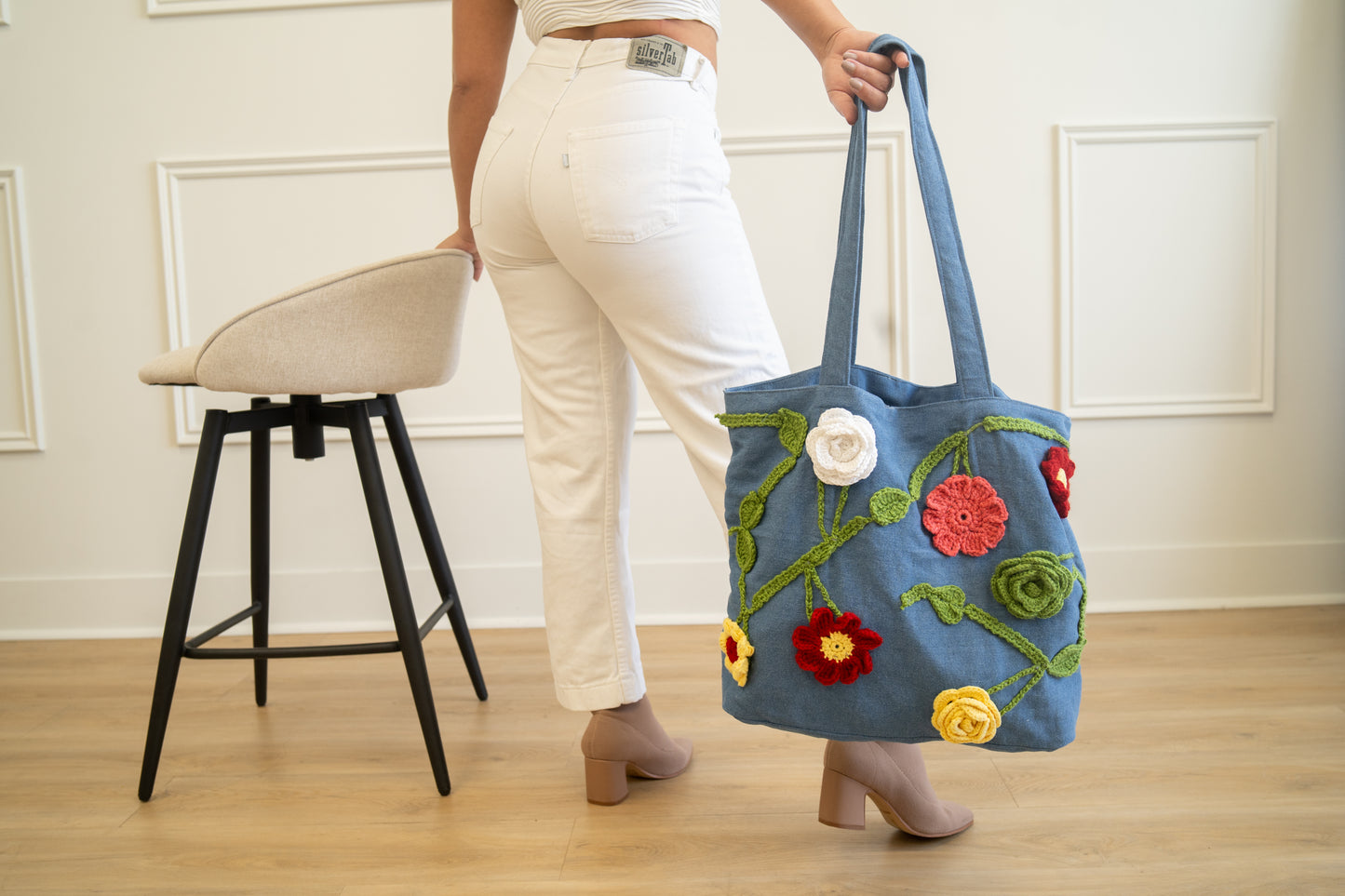 Denim Flower Tote