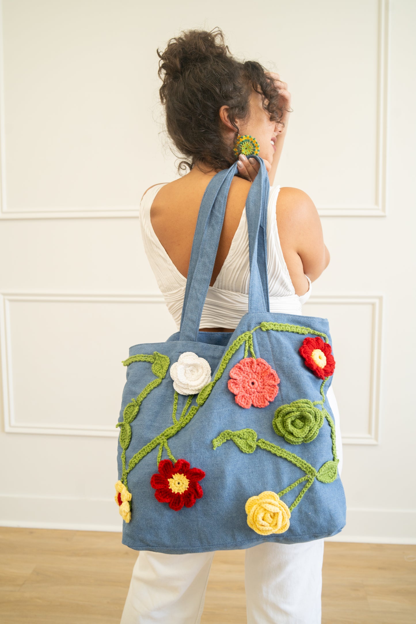Denim Flower Tote