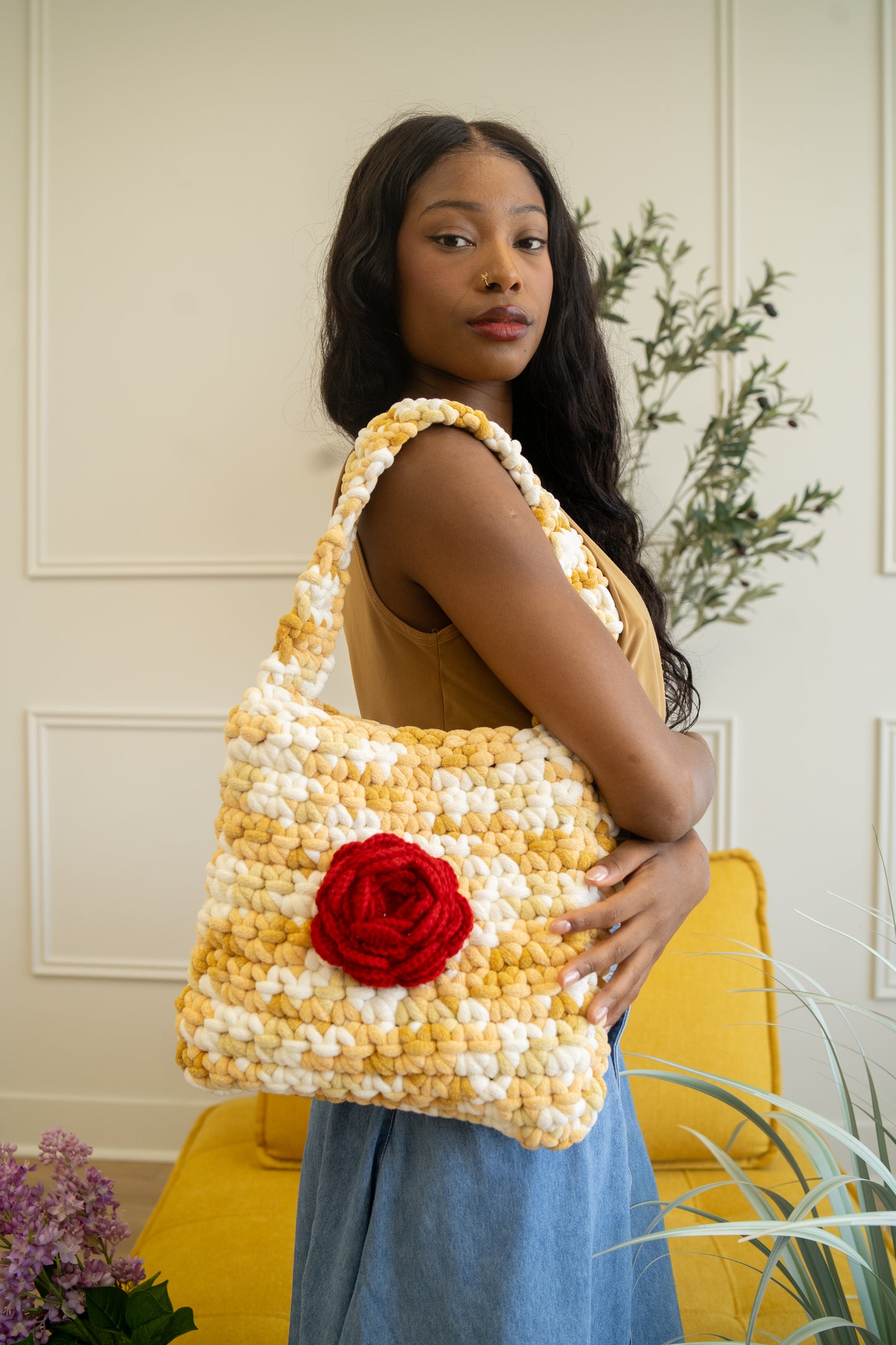 Yellow Crochet Tote
