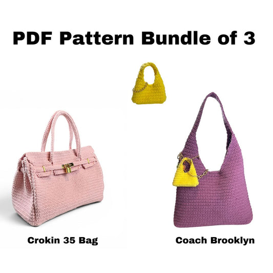 Bundle of 3 - Crokin 35 and Coach Brooklyn Inspired Crochet Bags PDF Patterns