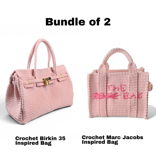 Bundle of 2 Crochet Birkin 35 Inspired and Crochet Marc Jacobs Inspired Bag PDF Patterns