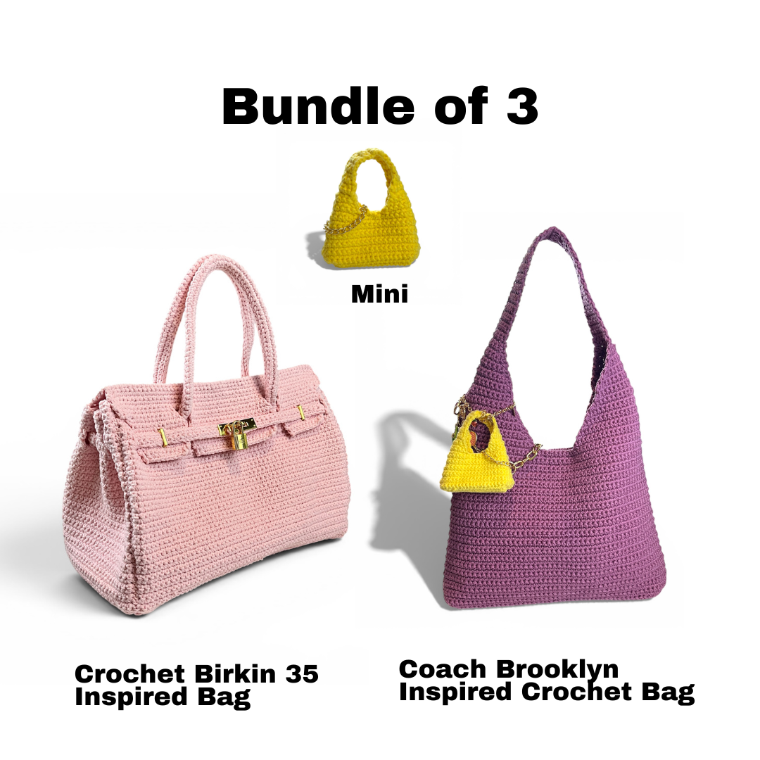 Bundle of 3 - Crochet Birkin 35 Inspired and Coach Brooklyn Inspired Crochet Bags PDF Patterns